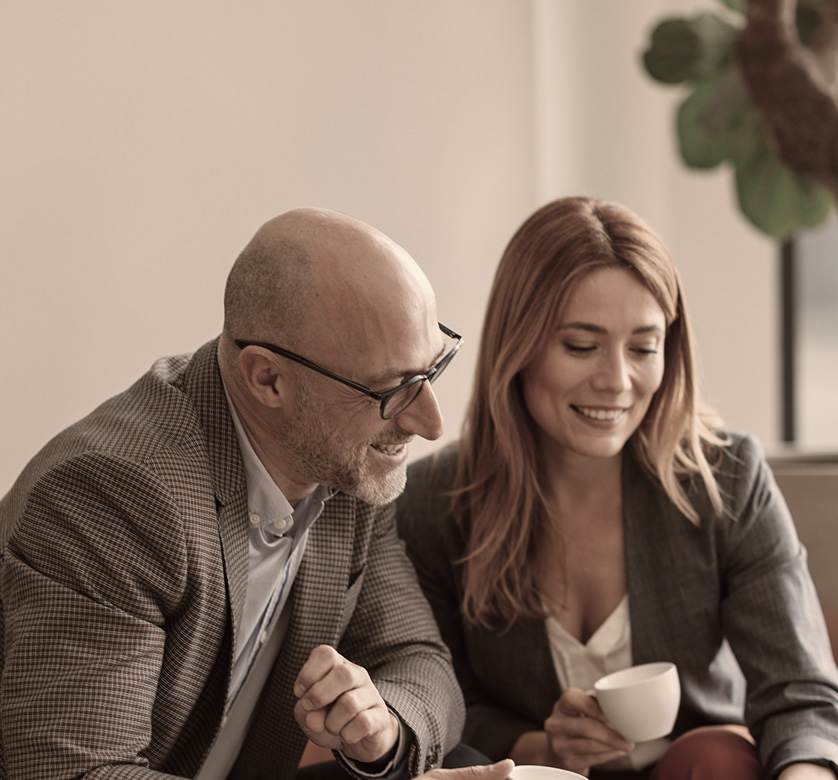 Engaging Conversation over coffee and tablet