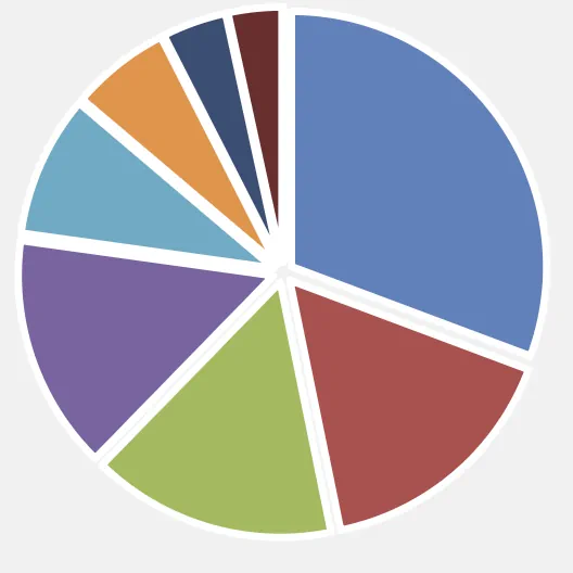 graph-Concent_Growth-Q325 Pie chart illustrating the investment portfolio distribution.